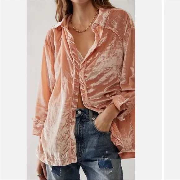 NWT Free People Marianne Velvet Shirt - Picture 1 of 10